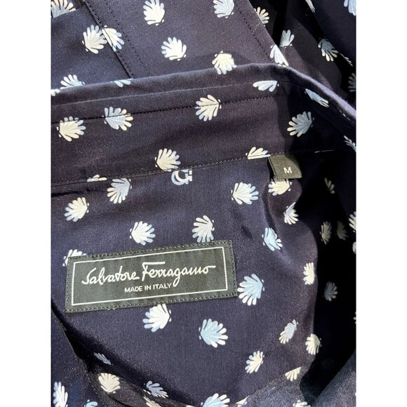 Salvatore Ferragamo Button Up Palm Print Shirt in Blue - Picture 3 of 3